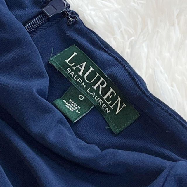 Ralph Lauren(ラルフローレン)の【美品】ローレンラルフローレン　ネイビー　ワンピース　フリル　ネイビー　紺 レディースのワンピース(ひざ丈ワンピース)の商品写真