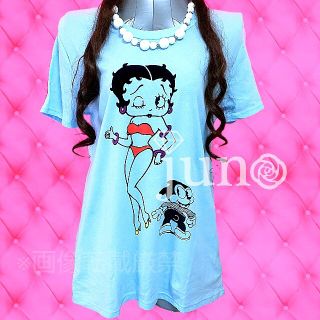 スライ(SLY)のSLY×Betty Boop コラボ オーバーサイズ 半袖Tシャツ 水色 ブルー(Tシャツ(半袖/袖なし))