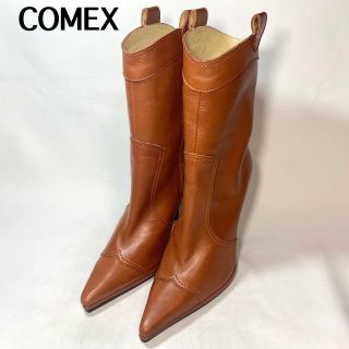 コメックス(COMEX)のCOMEX  コメックス　ショートブーツ　ハイヒール　ブラウンレザー　Mサイズ(ブーツ)