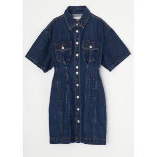 マウジー(moussy)のSHORT SLEEVE DENIM MINI ドレス(ひざ丈ワンピース)