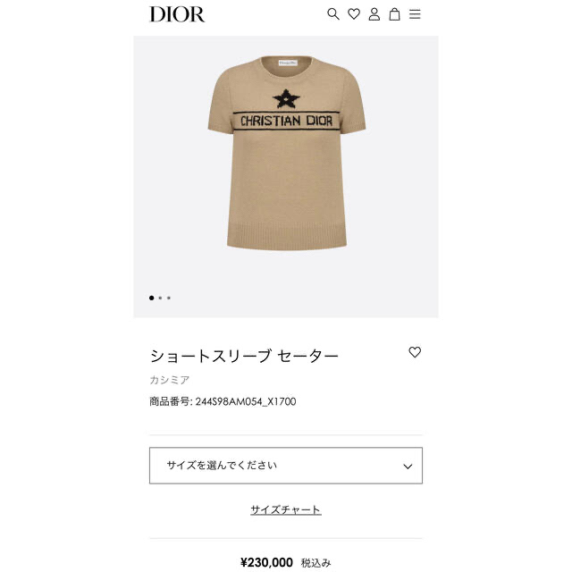 Christian Dior(クリスチャンディオール)のディオール dior ショートスリーブセーター　ニット　36 レディースのトップス(ニット/セーター)の商品写真