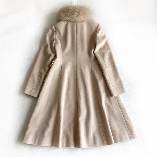 います】 Harrods - ハロッズ ファー ロングコート ピンクベージュ Mの