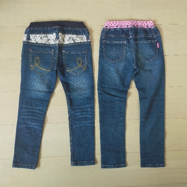 西松屋(ニシマツヤ)の【まとめ売り】ガールズデニム2本セット size120 キッズ/ベビー/マタニティのキッズ服女の子用(90cm~)(パンツ/スパッツ)の商品写真