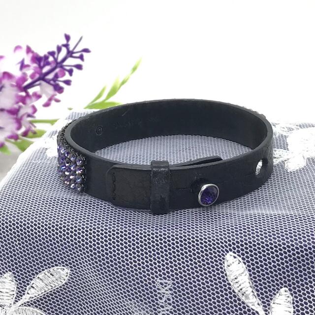 SWAROVSKI - 【極美品】❤️正規 スワロフスキー 革 クリスタル 銀