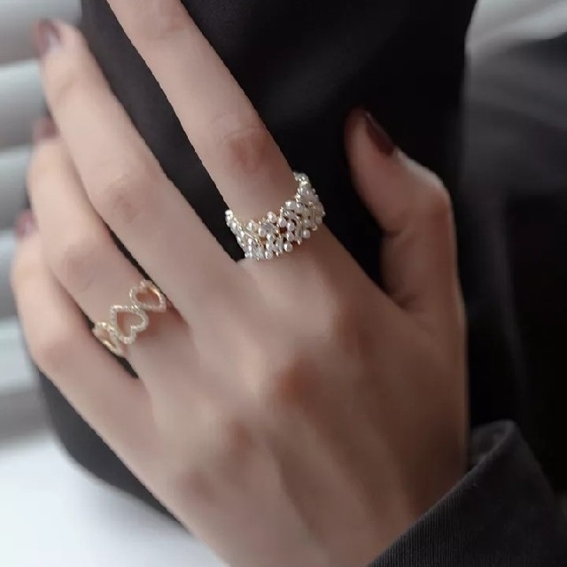 特価商品  X281 【パール】 リング レディース 指輪 ゴールド フリーサイズ アクセサリー