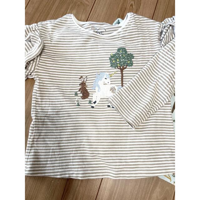 ユニコーン柄　肩フリル ロンT  2枚セット キッズ/ベビー/マタニティのキッズ服女の子用(90cm~)(Tシャツ/カットソー)の商品写真