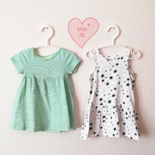 エイチアンドエム(H&M)のサイズ70　幼児ワンピ　赤ちゃんワンピ　女の子ワンピ　半袖ワンピ　セット売り(ワンピース)