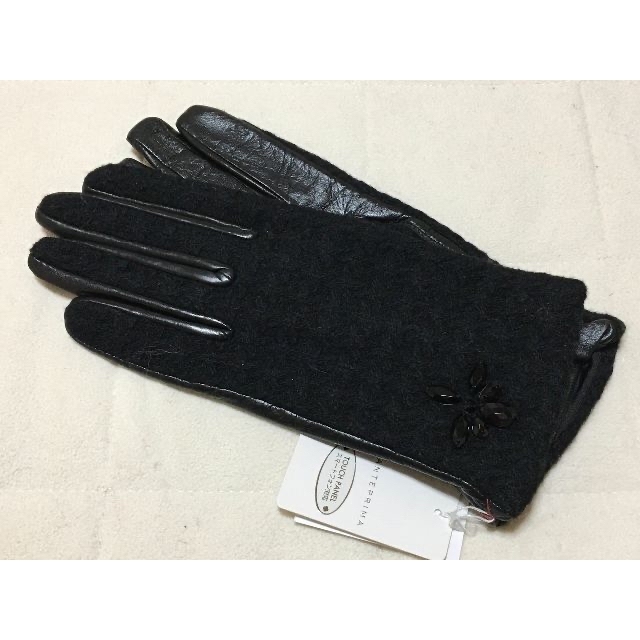 112新品 ANTEPRIMA羊革ツイードコンビビジュー付手袋スマートフォン ...