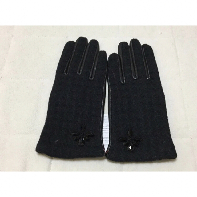 112新品 ANTEPRIMA羊革ツイードコンビビジュー付手袋スマートフォン対応
