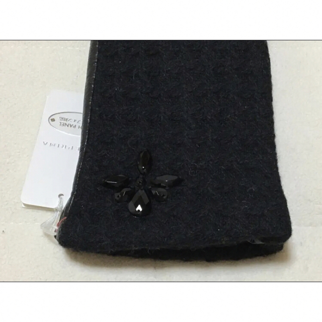 112新品 ANTEPRIMA羊革ツイードコンビビジュー付手袋スマートフォン対応 3