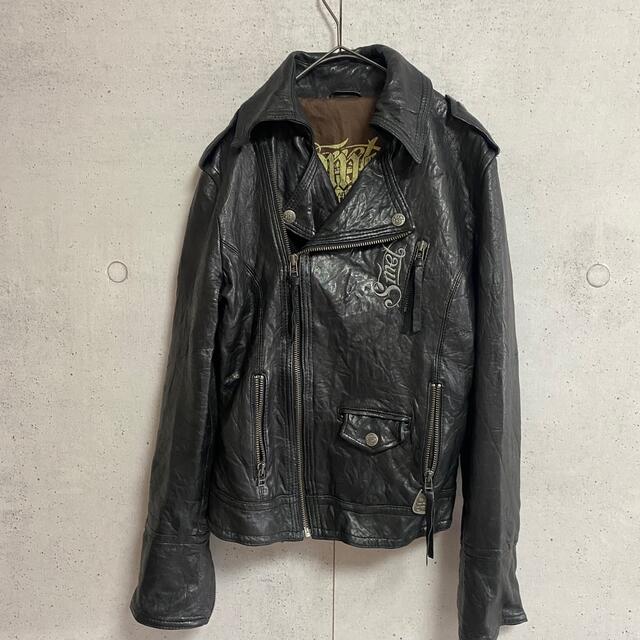 SMET/スメット エドハーディ ライダース 革ジャン 古着 メンズS SMET/スメット エドハーディ ライダース 革ジャン 古着 メンズS