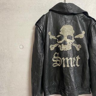 エドハーディー(Ed Hardy)のSMET/スメット　エドハーディ　ライダース　革ジャン　古着　メンズS(レザージャケット)