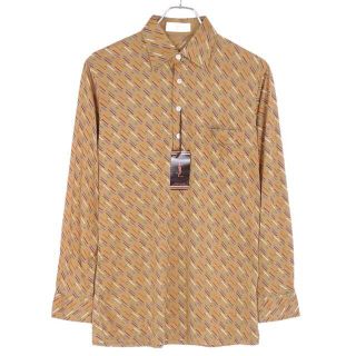 サンローラン(Saint Laurent)のVintage イヴサンローラン ポロシャツ 総柄 長袖 M ベージュ(ポロシャツ)