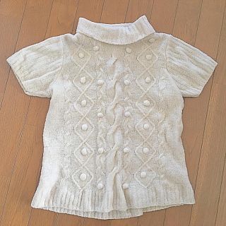 ドットアンドストライプスチャイルドウーマン(Dot&Stripes CHILDWOMAN)のケーブル編みポンポンニット(ニット/セーター)