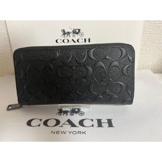 コーチ(COACH)の【新品】長財布 コーチブラック エンボス 型押し (長財布)