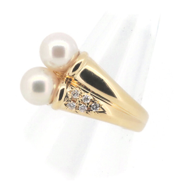 TASAKI(タサキ)のタサキ パール ダイヤモンド リング 指輪 6.6ミリ 0.10ct 10号 K18YG(18金イエローゴールド) レディースのアクセサリー(リング(指輪))の商品写真