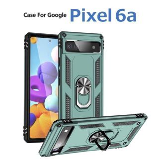 グーグルピクセル(Google Pixel)の専用ガラス付き Google Pixel 6a ケース グリーン 耐衝撃(Androidケース)