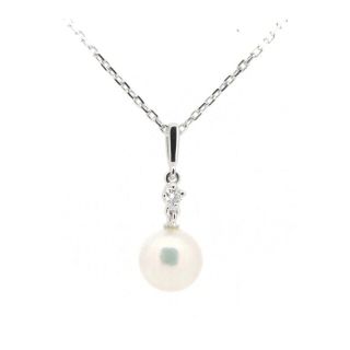 ミキモト(MIKIMOTO)のミキモト パール ダイヤモンド ネックレス 7.6ミリ K18WG(18金 ホワイトゴールド)(ネックレス)