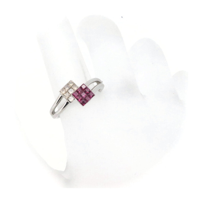 笠原真寿美 ルビー ダイヤモンド リング 指輪 12号 K18WG(18金 ホワイトゴールド) レディースのアクセサリー(リング(指輪))の商品写真