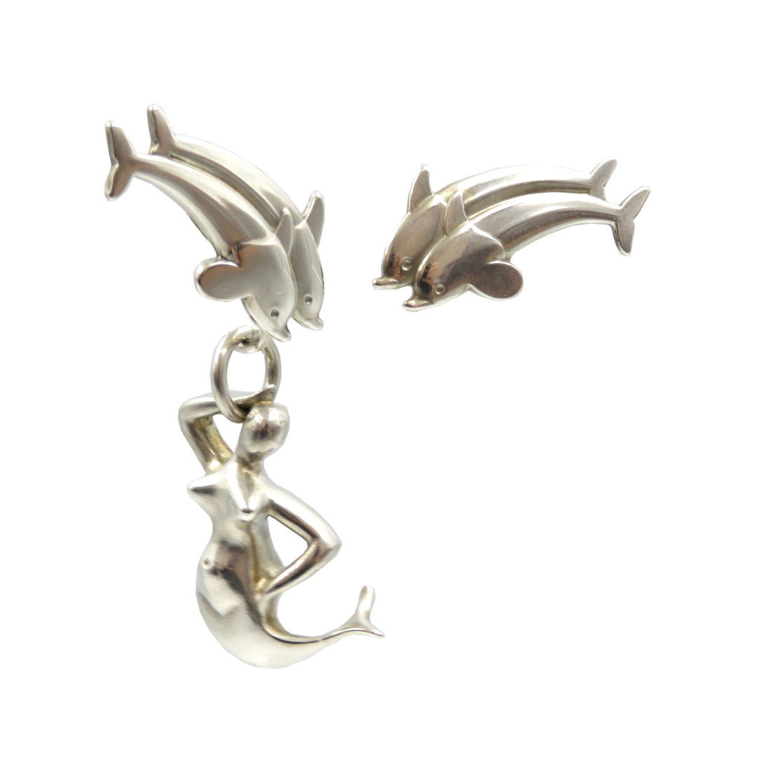 アクセサリージョージ ジェンセン シルバー925 ドルフィン イルカ マーメイド 人魚 イヤリング 0131GEORG JENSEN