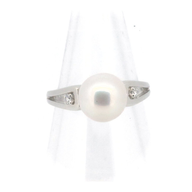 MIKIMOTO(ミキモト)のミキモト パール ダイヤモンド リング 指輪 10号 8.7ミリ PT900(プラチナ) レディースのアクセサリー(リング(指輪))の商品写真