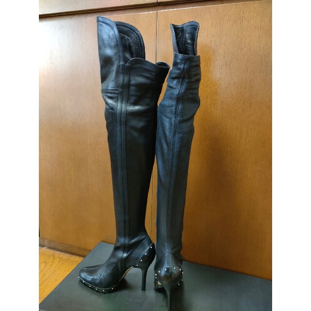 Gucci - 美品 GUCCI グッチ ハイヒール ニーハイロングブーツ 黒 21.5