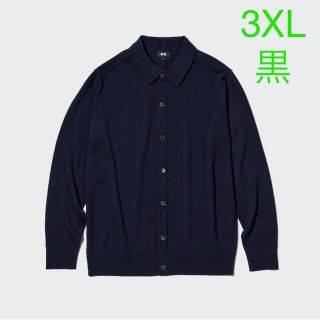 ユニクロ(UNIQLO)の新品 ユニクロ エクストラファインメリノシャツカーディガン ブラック 3XL(カーディガン)