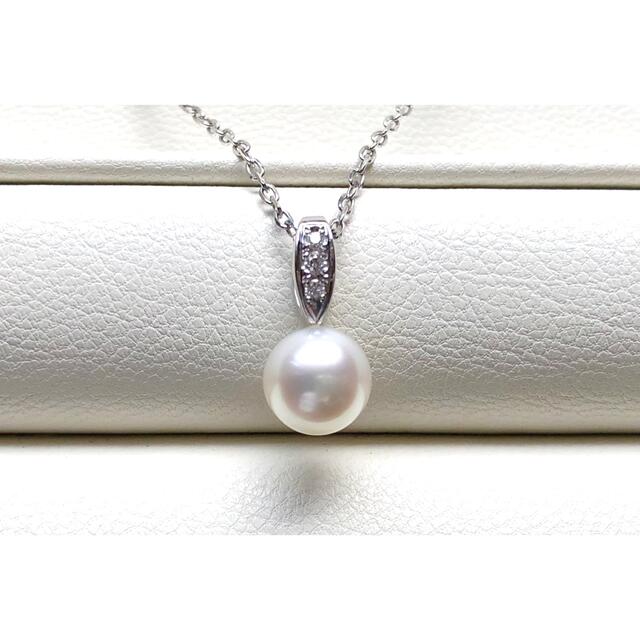 MIKIMOTO(ミキモト)のMIKIMOTO  アコヤ真珠ダイヤモンドネックレス K18WG レディースのアクセサリー(ネックレス)の商品写真