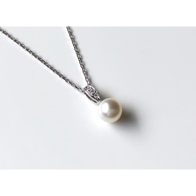 MIKIMOTO(ミキモト)のMIKIMOTO  アコヤ真珠ダイヤモンドネックレス K18WG レディースのアクセサリー(ネックレス)の商品写真