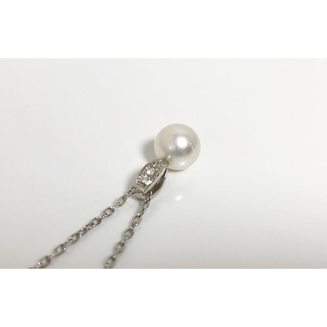 MIKIMOTO(ミキモト)のMIKIMOTO  アコヤ真珠ダイヤモンドネックレス K18WG レディースのアクセサリー(ネックレス)の商品写真