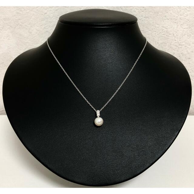 MIKIMOTO(ミキモト)のMIKIMOTO  アコヤ真珠ダイヤモンドネックレス K18WG レディースのアクセサリー(ネックレス)の商品写真