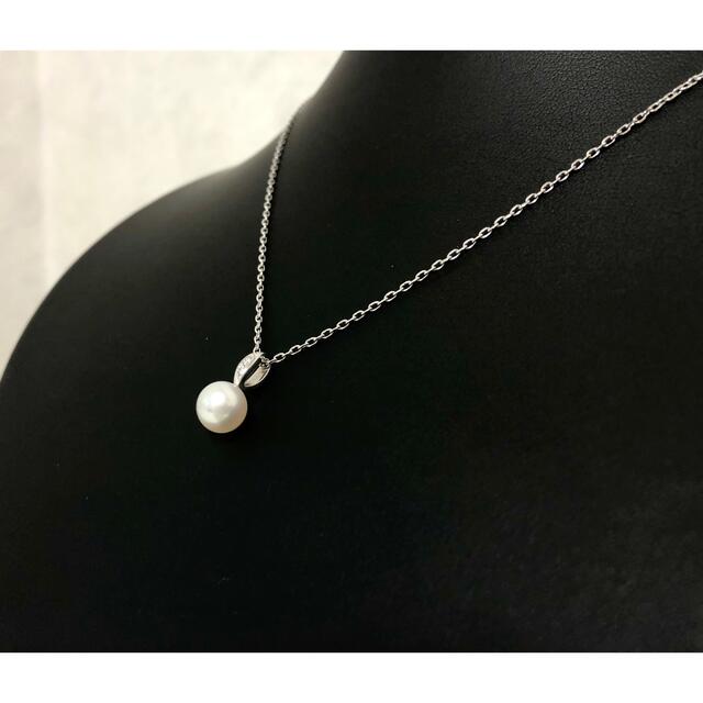 MIKIMOTO(ミキモト)のMIKIMOTO  アコヤ真珠ダイヤモンドネックレス K18WG レディースのアクセサリー(ネックレス)の商品写真