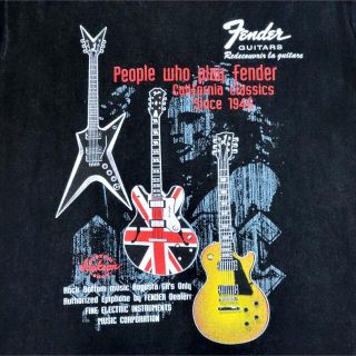 フェンダー(Fender)の古着 フェンダー FENDER AC/DC ギタープリント 半袖 Tシャツ(Tシャツ/カットソー(半袖/袖なし))