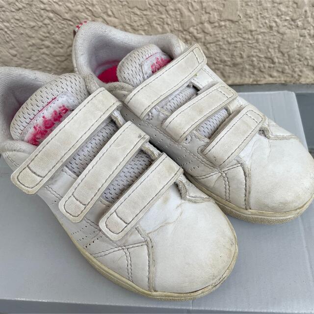 adidas(アディダス)のアディダス adidas キッズ スニーカー ホワイト ピンク 17㎝ キッズ/ベビー/マタニティのキッズ靴/シューズ(15cm~)(スニーカー)の商品写真