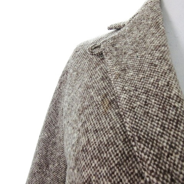 shuca(シュカ)のシュカ ジャケット テーラード 長袖 シングル 2B 厚手 ウール 総柄 M 茶 レディースのジャケット/アウター(その他)の商品写真