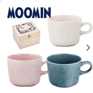 ムーミン(MOOMIN)のMOOMIN ムーミン マグカップ ハンカチ 木箱 ピンク(グラス/カップ)