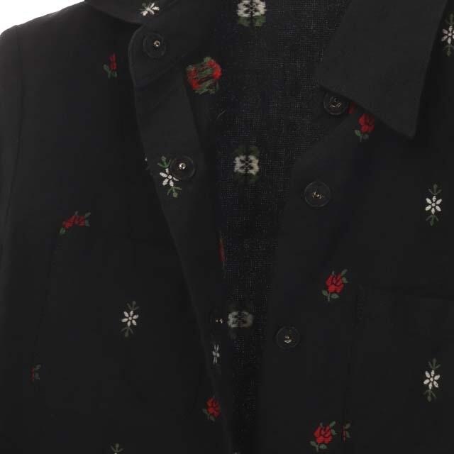 ケイタマルヤマ フラワー刺繍ジャケット 薄手 長袖 ステンカラー 1 黒 赤 白