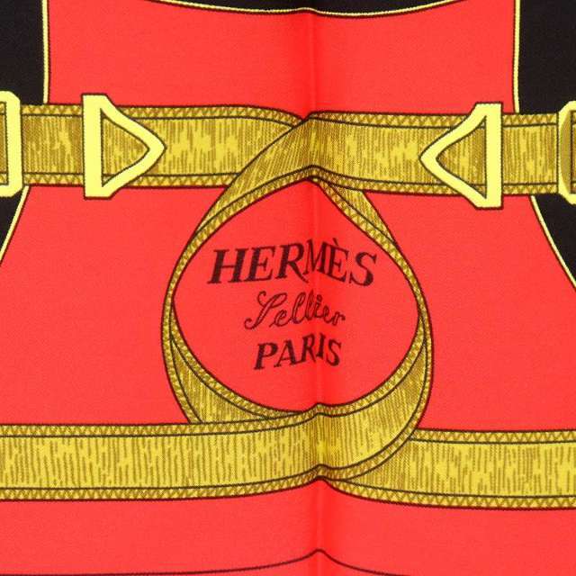Hermes エルメス カレ90 Eperon d'or 黄金の拍車 スカーフ シルク 赤