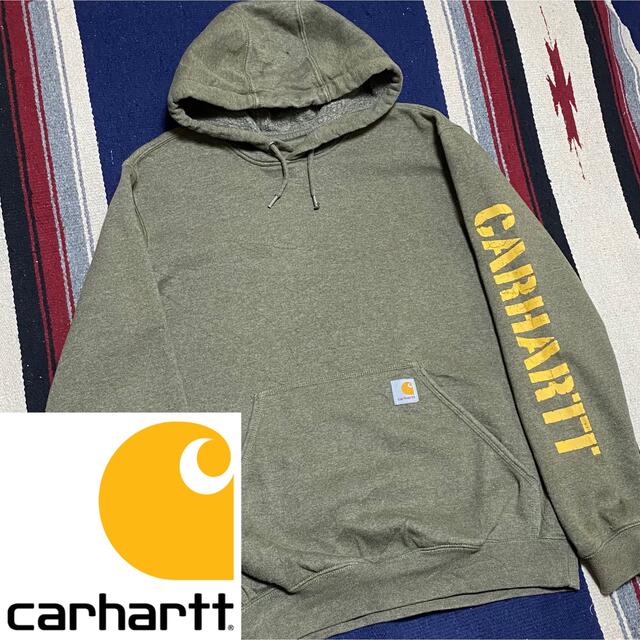 carhartt(カーハート)の90s 古着 カーハート パーカー メキシコ製 ロゴタグ 袖プリント ゆるだぼ メンズのトップス(パーカー)の商品写真