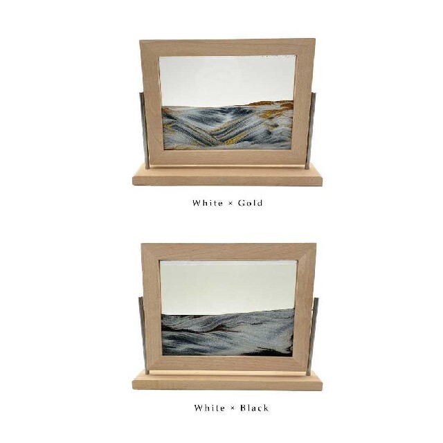 サンドピクチャー　木製　ホワイトブラック インテリア/住まい/日用品のインテリア小物(置物)の商品写真