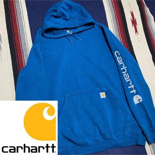 カーハート(carhartt)の90s 古着 カーハート パーカー メキシコ製 ロゴタグ 袖プリント ゆるだぼ(パーカー)