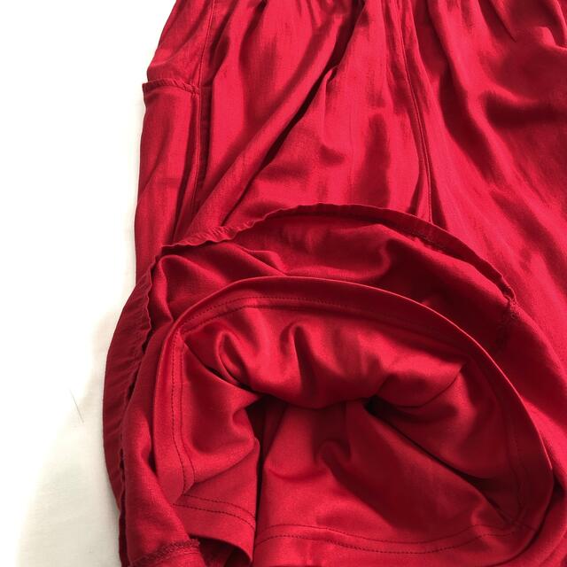 レディース パンツ ワイドパンツ  ガチョウパンツ スカート風 レッド L レディースのパンツ(カジュアルパンツ)の商品写真