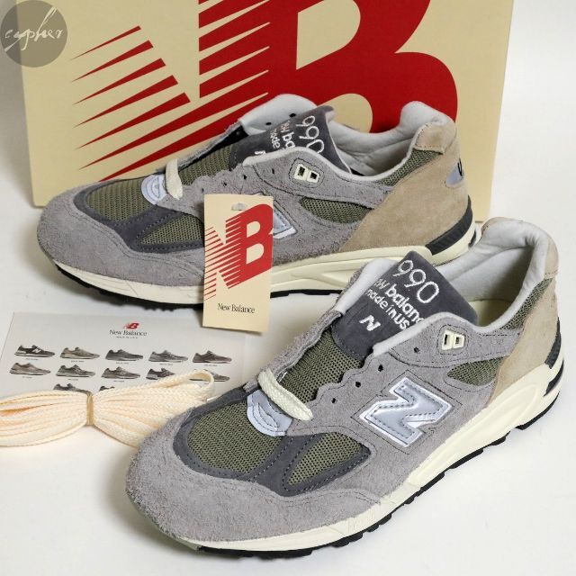 New Balance ニューバランス M990TD2 V2 Made in U.S.A スウェード ローカットスニーカー グレー/ベージュ