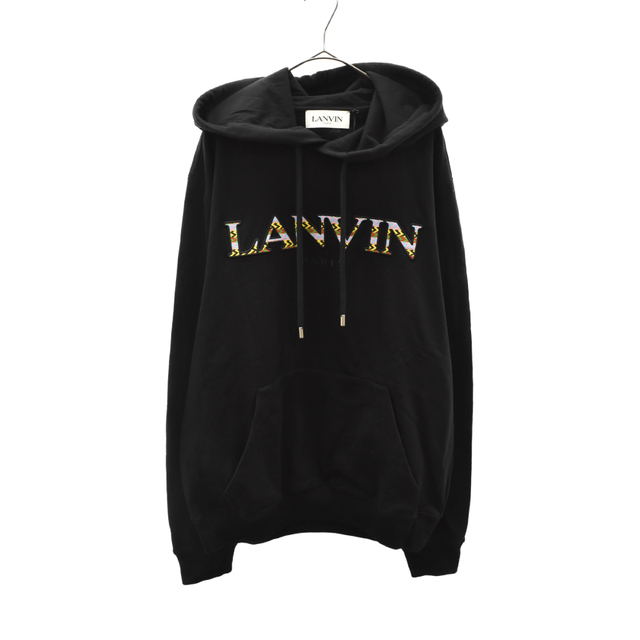 2022秋冬新作】 - LANVIN LANVIN RM-HO0010-J209-A22 ブラック フロントロゴ刺繍プルオーバースウェットパーカー 22AW ランバン パーカー - madamevodevil.com