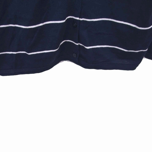 STUDIO CLIP(スタディオクリップ)のスタディオクリップ カーディガン ニット ボーダー 丸首 綿 長袖 紺 白 レディースのトップス(カーディガン)の商品写真