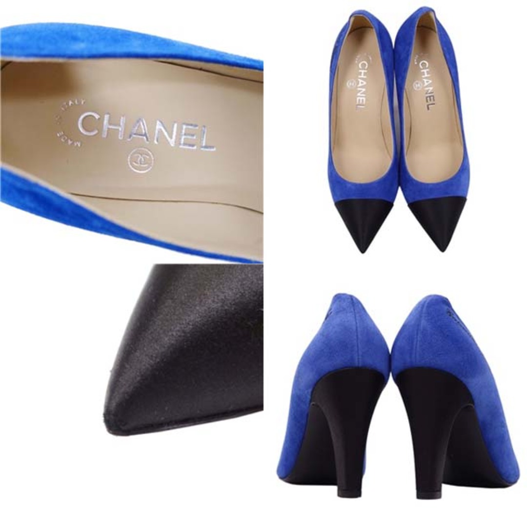 CHANEL(シャネル)のシャネル パンプス バイカラー ココマーク スウェード 37 1/2C ブルー レディースの靴/シューズ(ハイヒール/パンプス)の商品写真