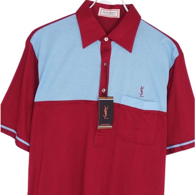 Vintage イヴサンローラン ポロシャツ 半袖 メンズ L レッド/ブルー 1