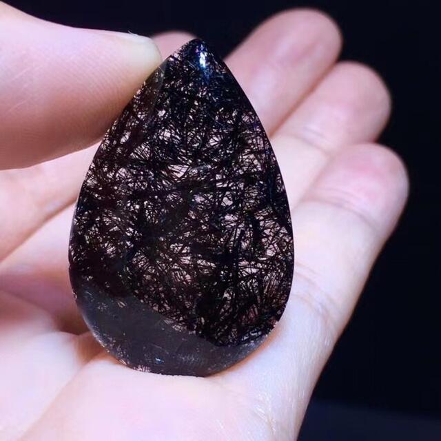 天然】ブラックルチルクォーツ ルース 41.5*26.6*6.6mm-eastgate.mk