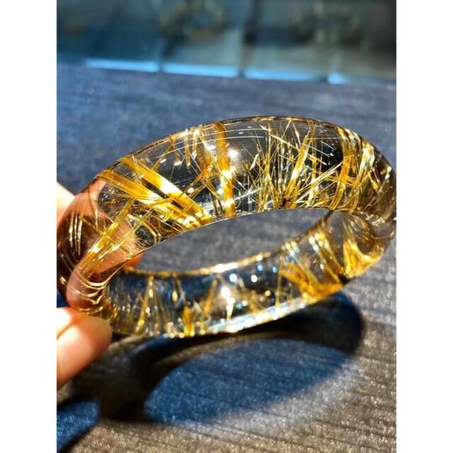 天然】ゴールド タイチンルチルクォーツ バングル 57.58mm