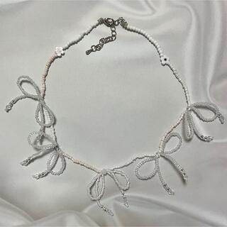 ribbon necklace(white)#1(ネックレス)